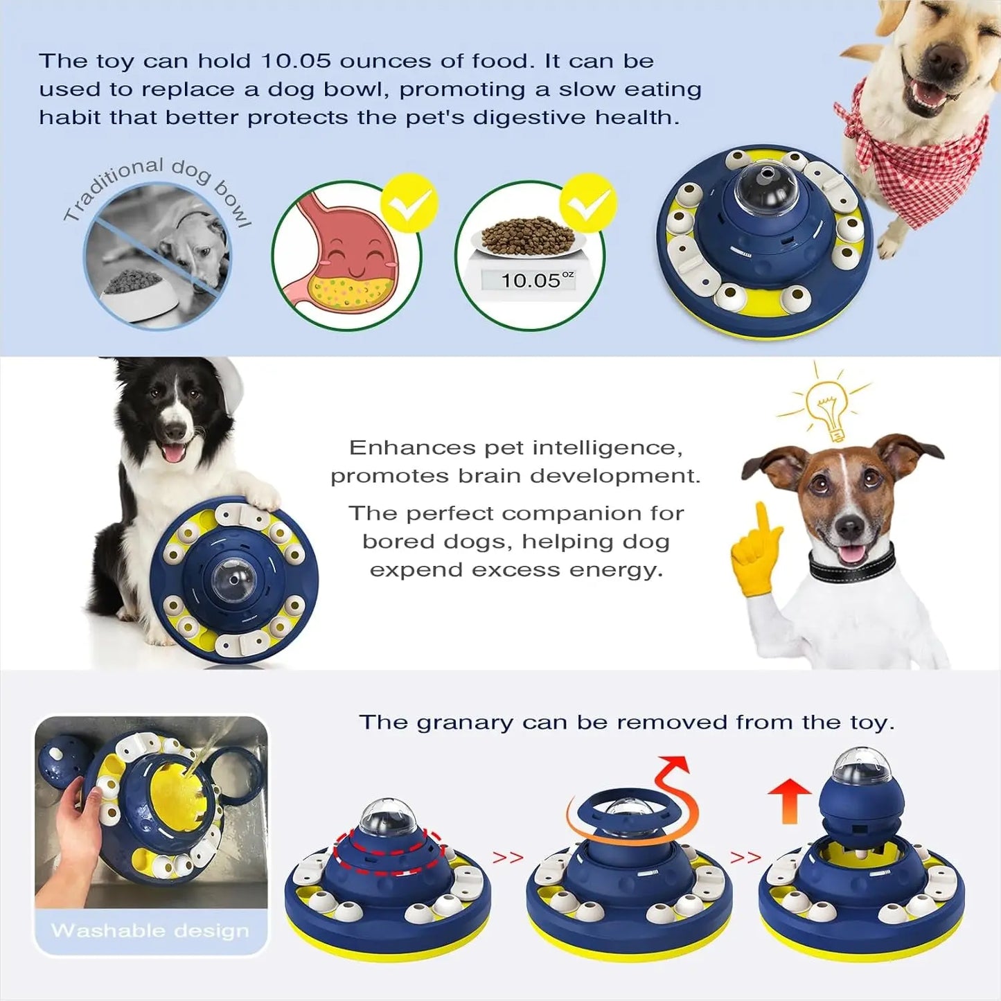 2-Level Dog Puzzle Feeder Toy Large Slow Treat Dispenser