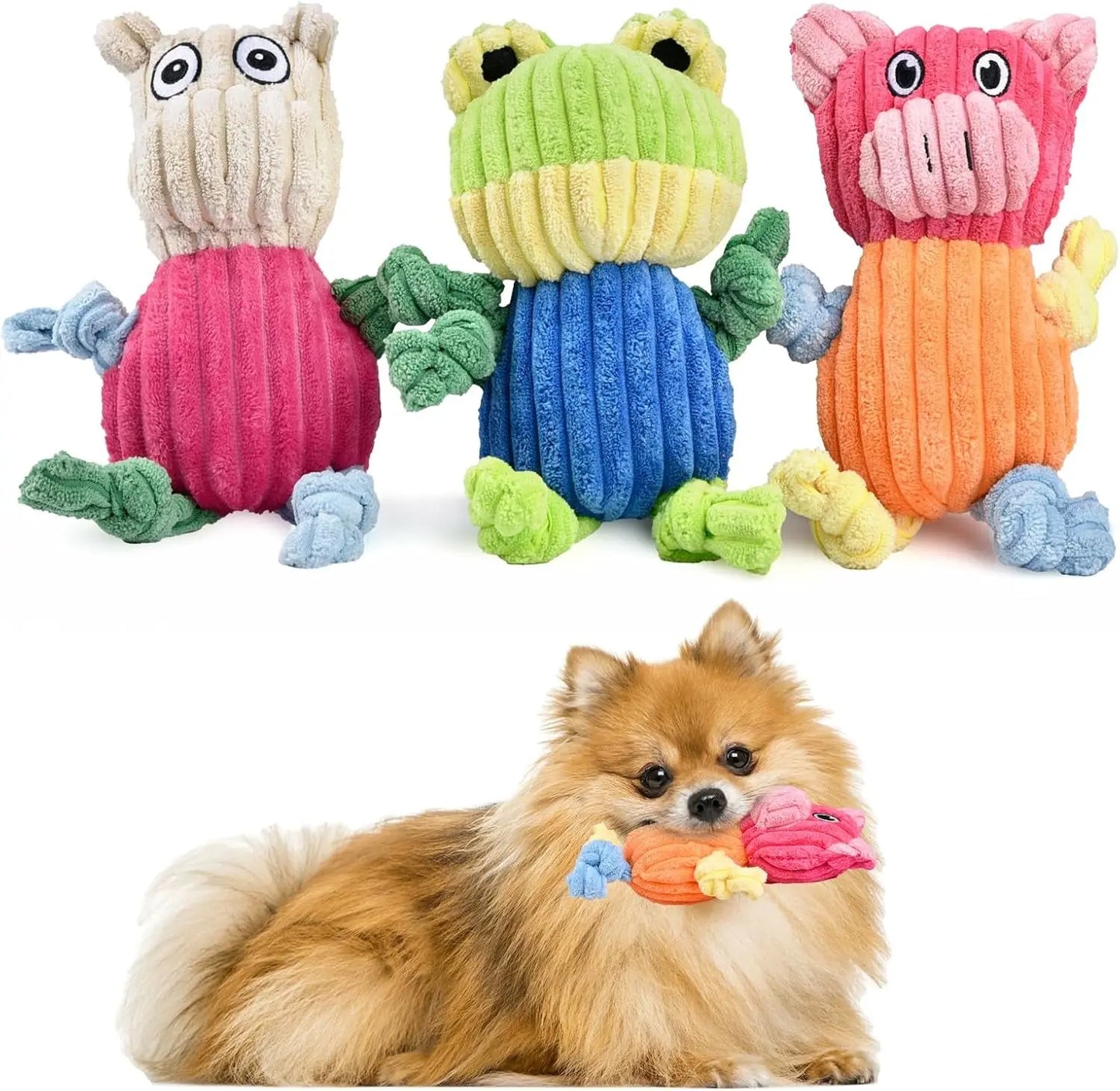 3-Pack Plus Chew Dog Squeaky Toys for Small Medium Large Dogs Forghippopig