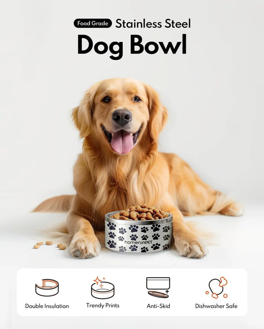 32oz Insulated Stainless Steel Dog Bowl Non-Slip 4 Colors