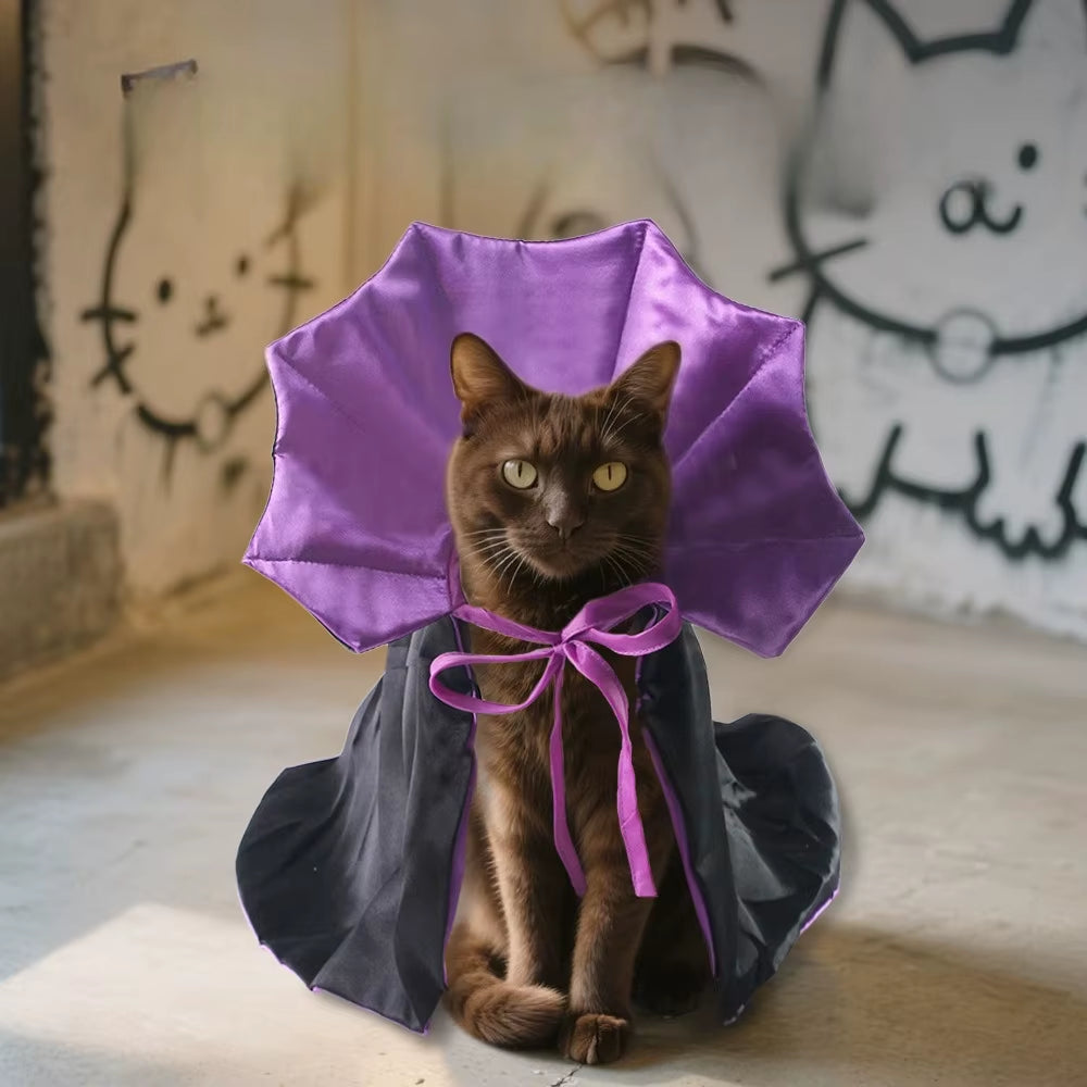 Pet Vampire Cloak Costume | Funny Halloween Outfit for Dogs & Cats