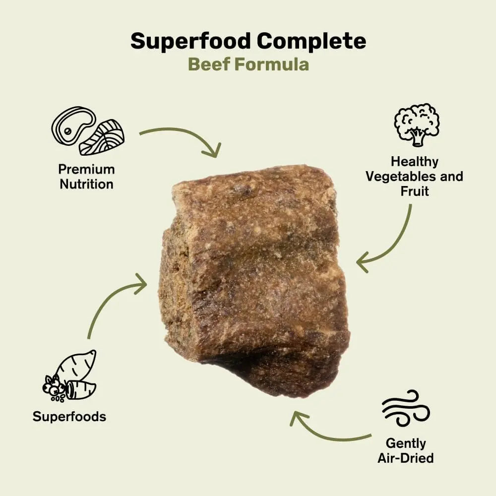 Superfood Complete Adult Dog Food 24oz Beef or Fish | Air-Dried High Protein, No Fillers