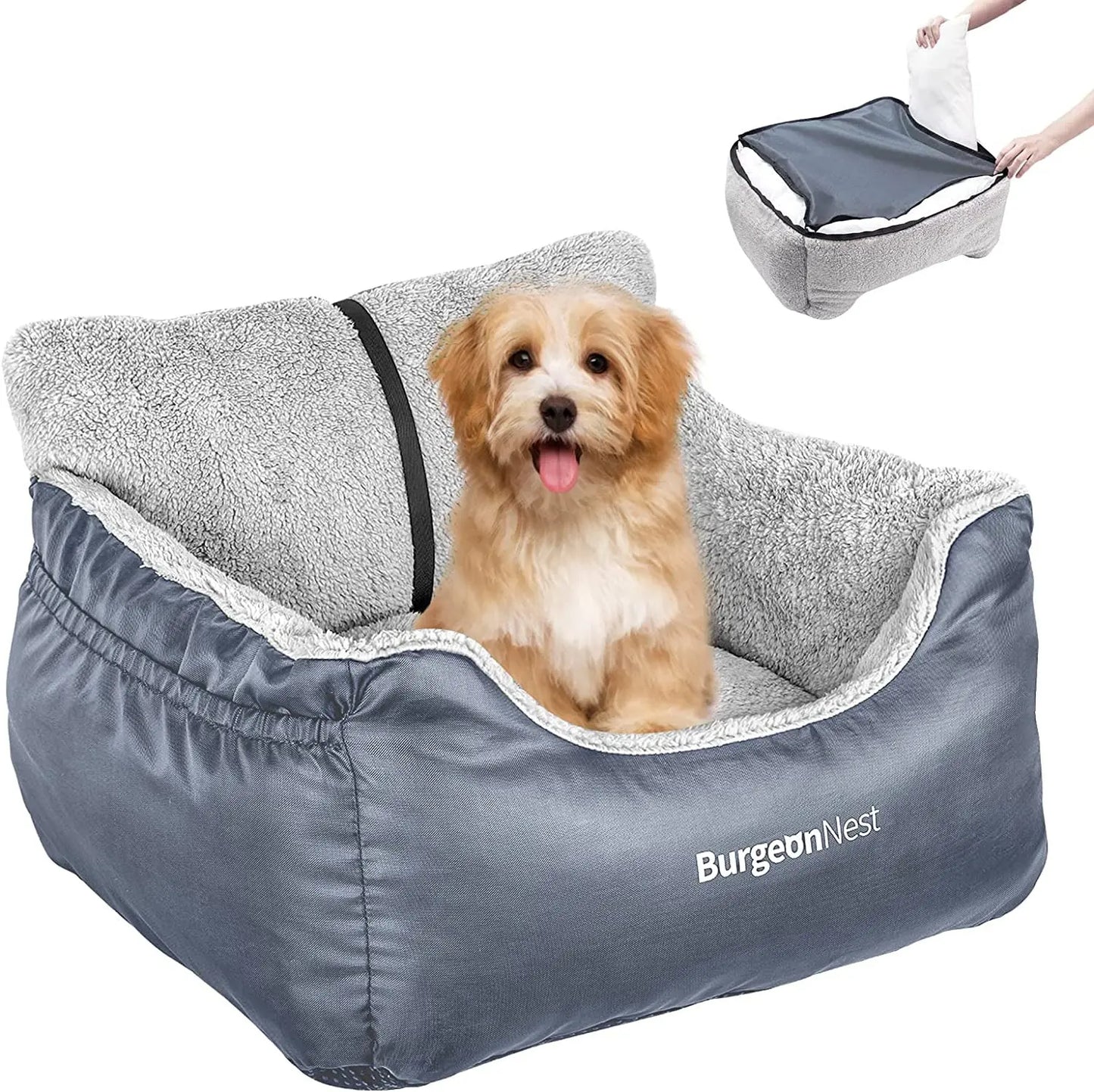 Upgrade their ride! Ultimate Comfort & Safety: Washable Pet Car Seat for Small Dogs & Cats (Under 25 lbs) Grey Small