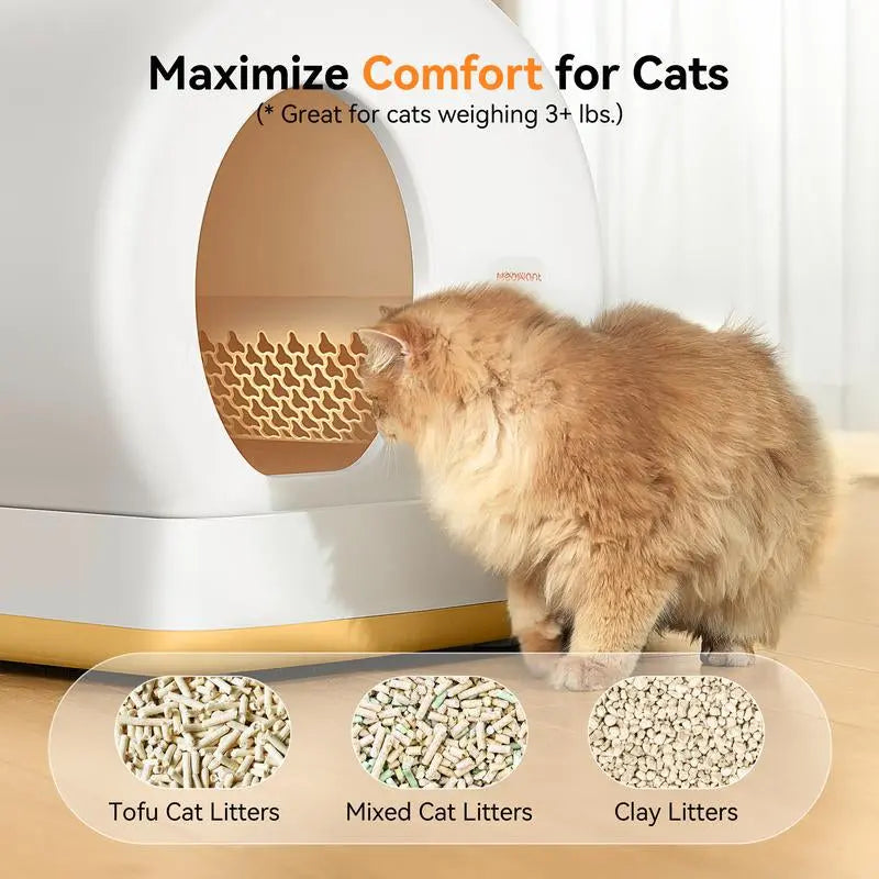 Meowant SC01 Smart Litter Box – Self-Cleaning, Odor-Free, Pee Guard, Auto Safety Stop, App-Controlled, Includes Mat & Liner for Convenient Cat Care