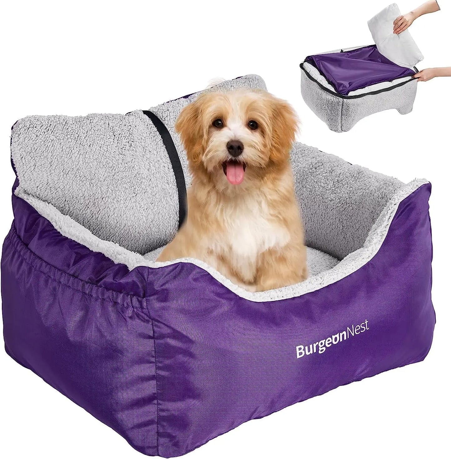 Upgrade their ride! Ultimate Comfort & Safety: Washable Pet Car Seat for Small Dogs & Cats (Under 25 lbs) Purple Small