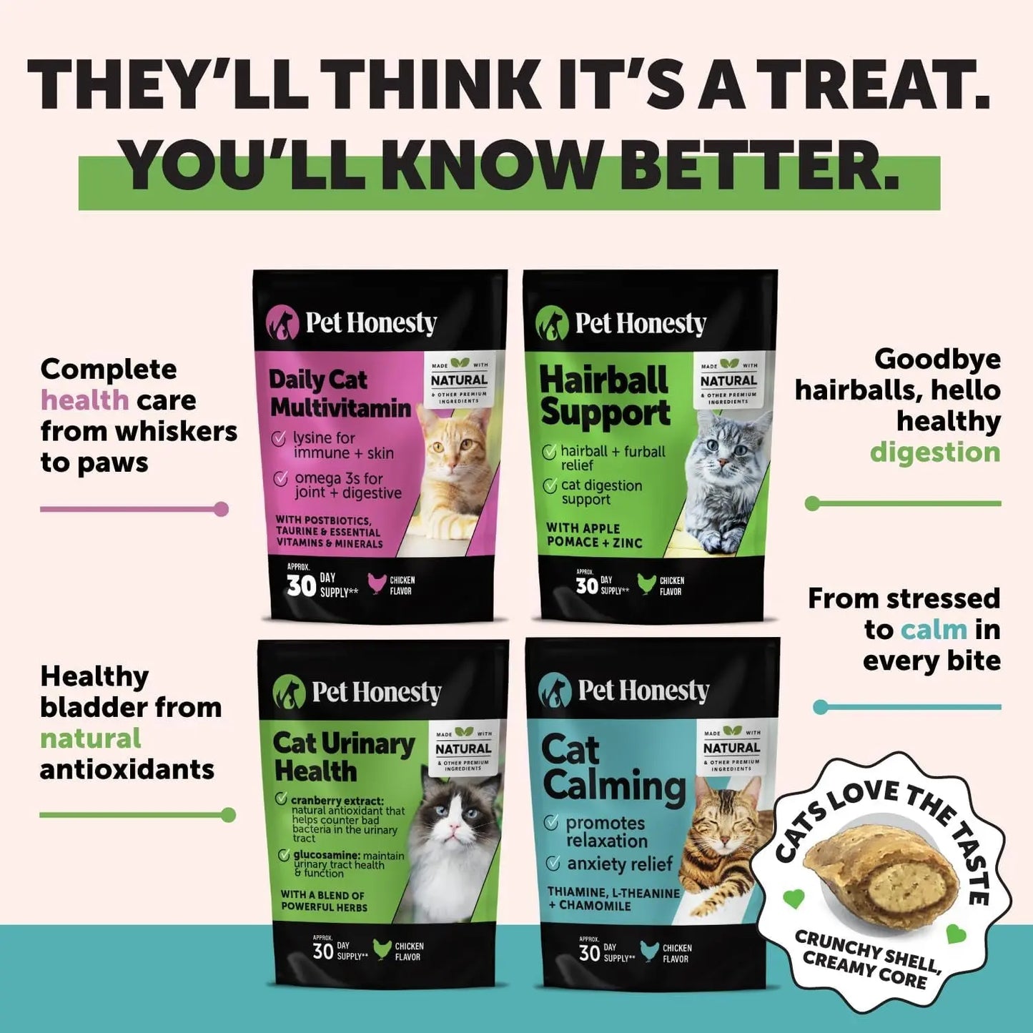 Cat Multivitamin Chews – Immune, Joint, Skin & Digestion Support (90ct)