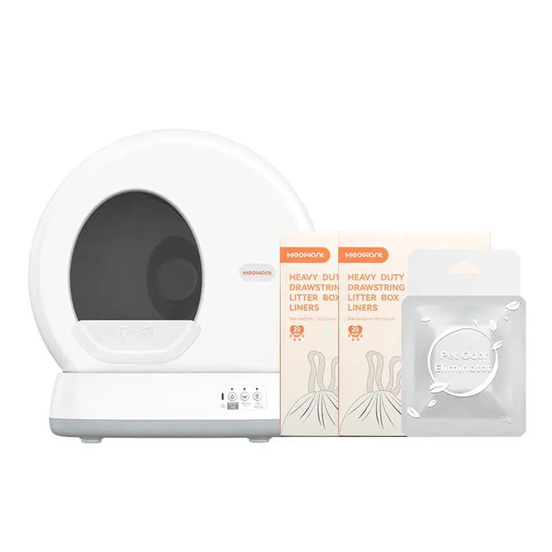 Meowant SC01 Smart Litter Box – Self-Cleaning, Odor-Free, Pee Guard, Auto Safety Stop, App-Controlled, Includes Mat & Liner for Convenient Cat Care 1 Cat Litter Box+1 Pack Liner
