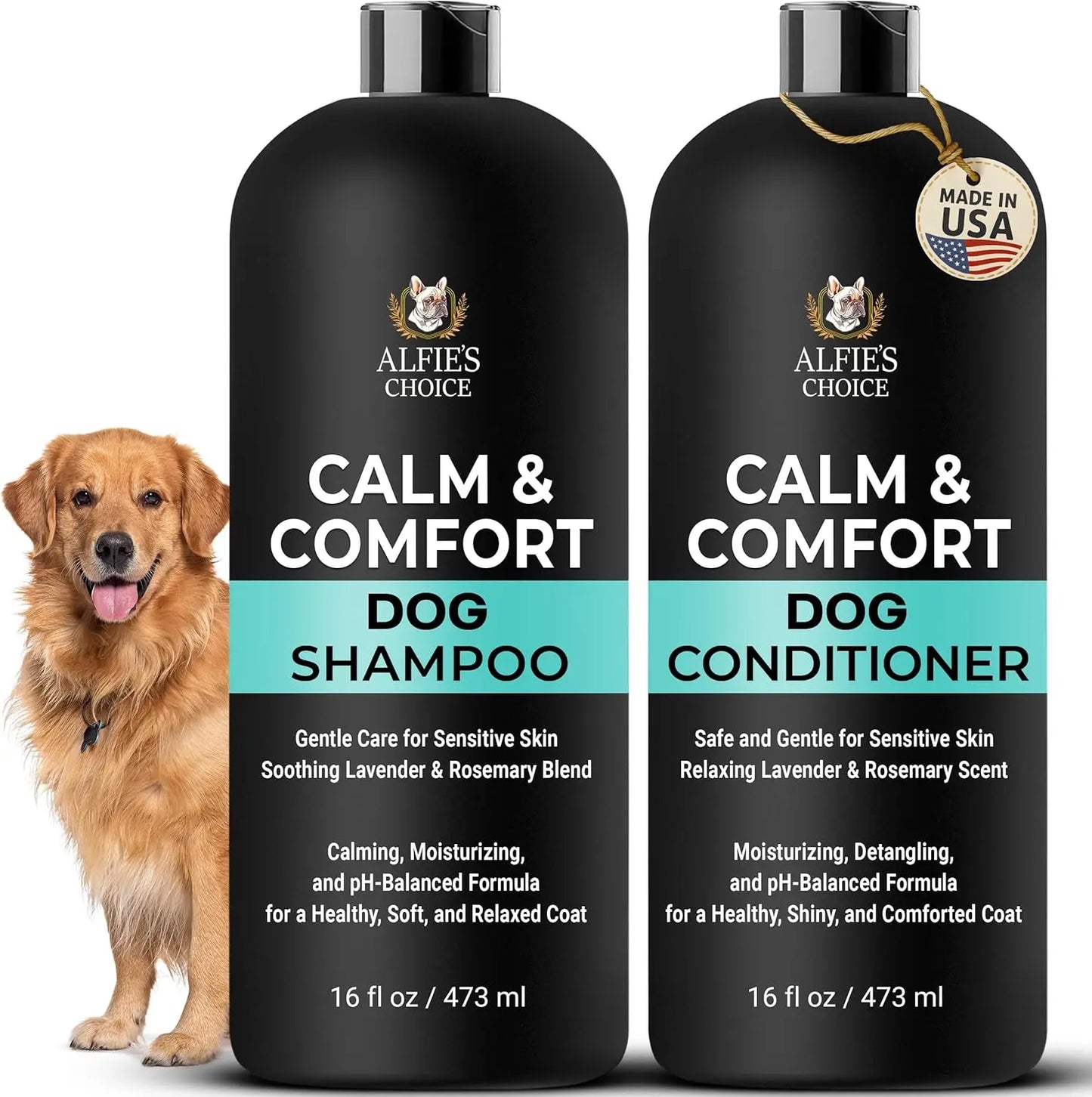 ALFIE'S Dog Shampoo and Conditioner Set Deodorizing Odor Control 16oz Each Calm Comfort Dog Shampoo And Conditioner Set