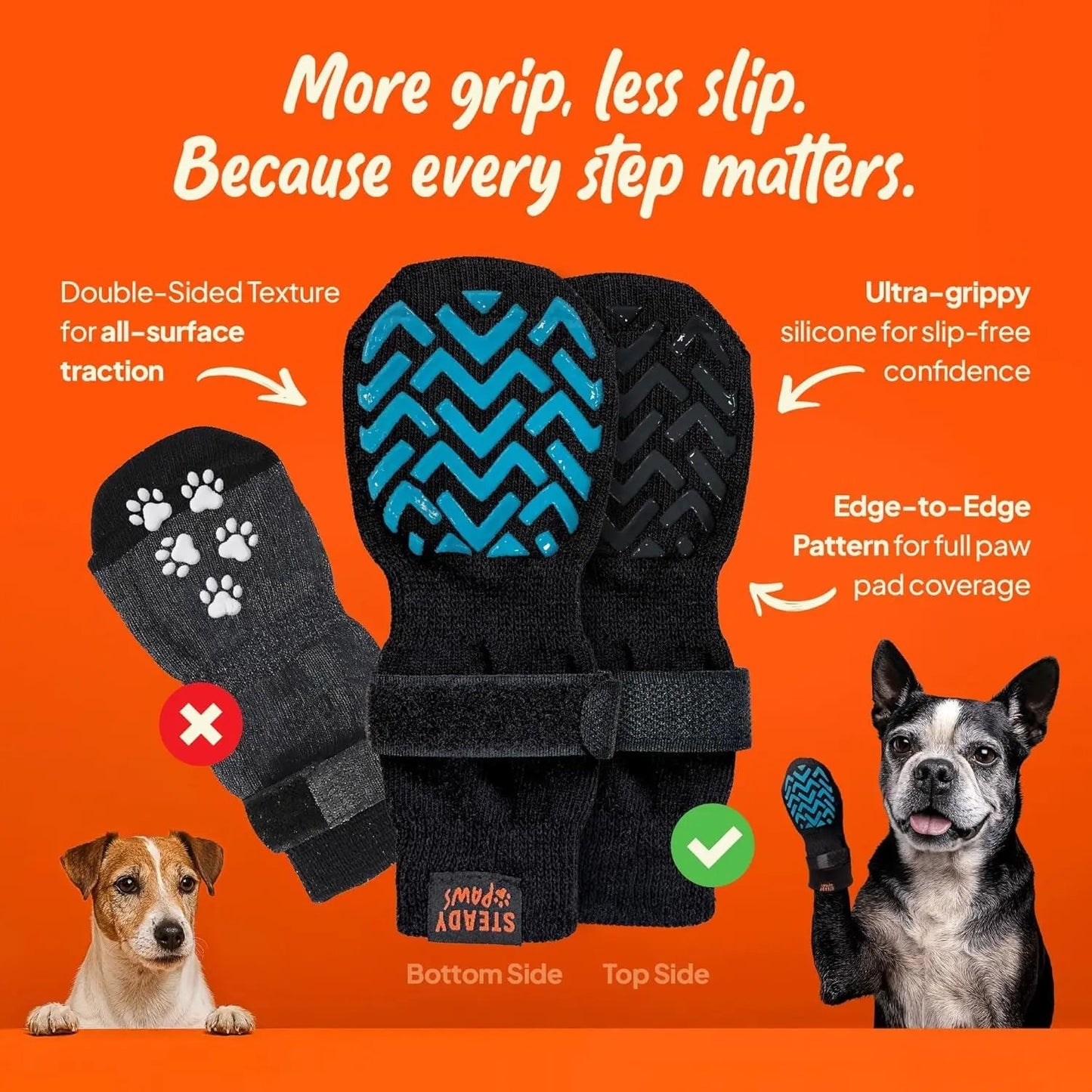 Anti-Slip Dog Socks with Straps, Breathable & Washable – 4 Pack (XS–XXL)