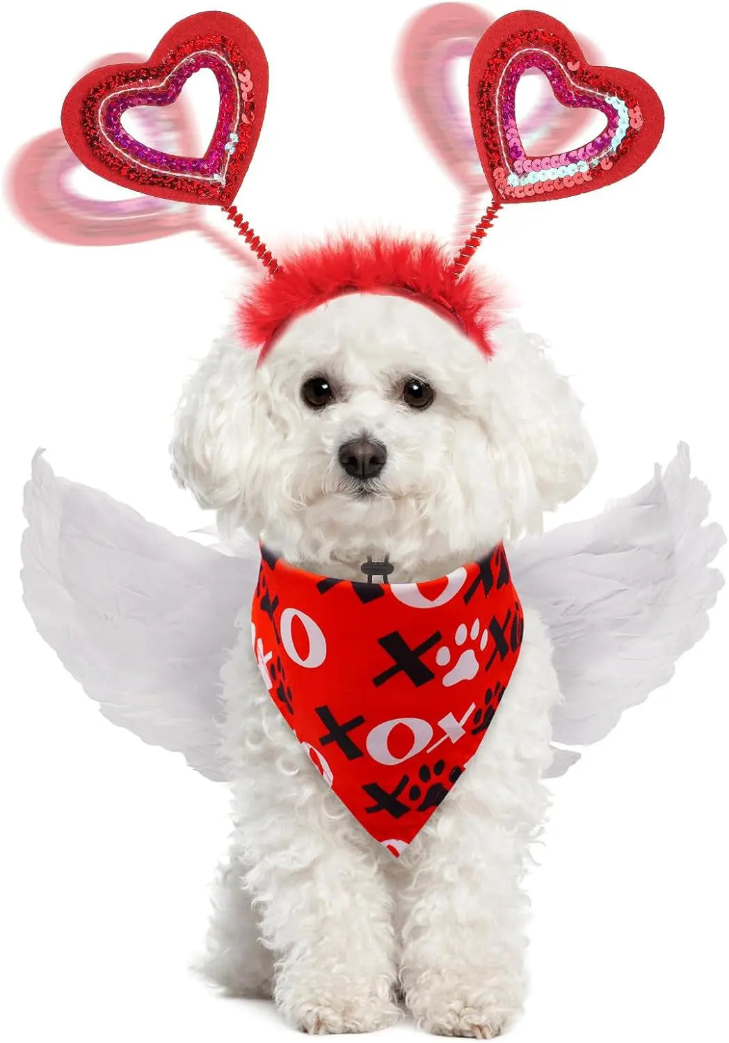 Birthday & Holiday Dog Costume Set with Tutu, Bandana & Hat, Holiday Outfit S–M Red White S(Suit For Small Dogs)