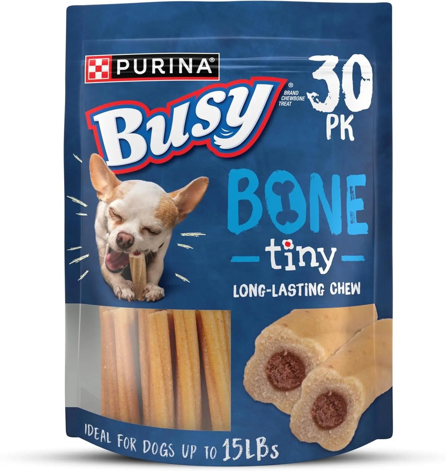 Busy Bone Small Dog Chew Treats Rawhide Free Long Lasting 60 Count