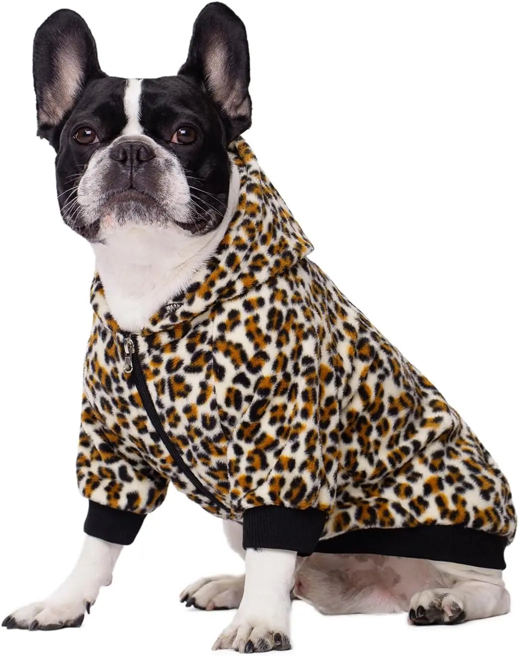 Cozy Dog Hoodie – Fleece Sweatshirt with Pockets for Small Dogs & Cats (XS-XXL) Leopard S