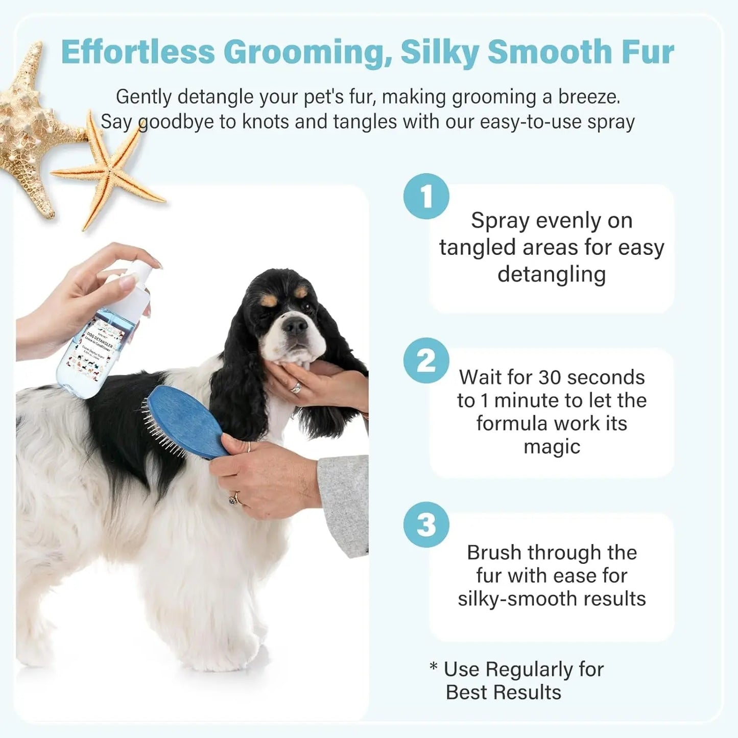 Dog Detangler & Dematting Spray Leave-In Conditioner 3.38oz Jojoba Oil 2 Scent