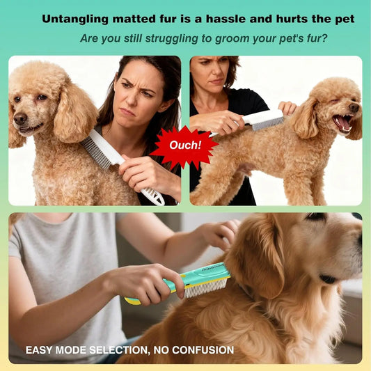 Dog Flea Comb Stainless Steel Detangling Grooming Tool Long Hair Pets