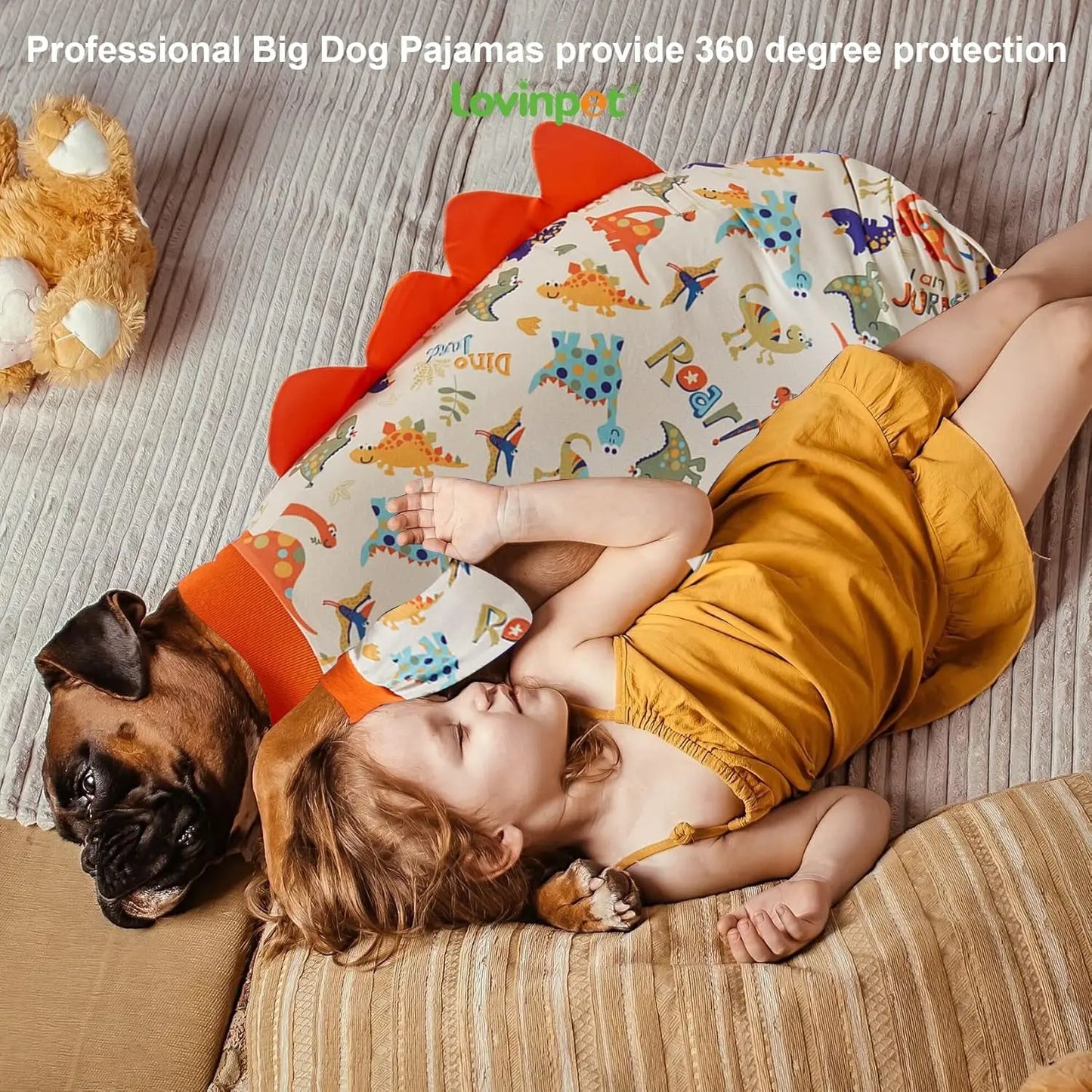 Dog Pajamas For Large Dogs – Anti-Lick Recovery Wear Jurassic Knit UV Suit