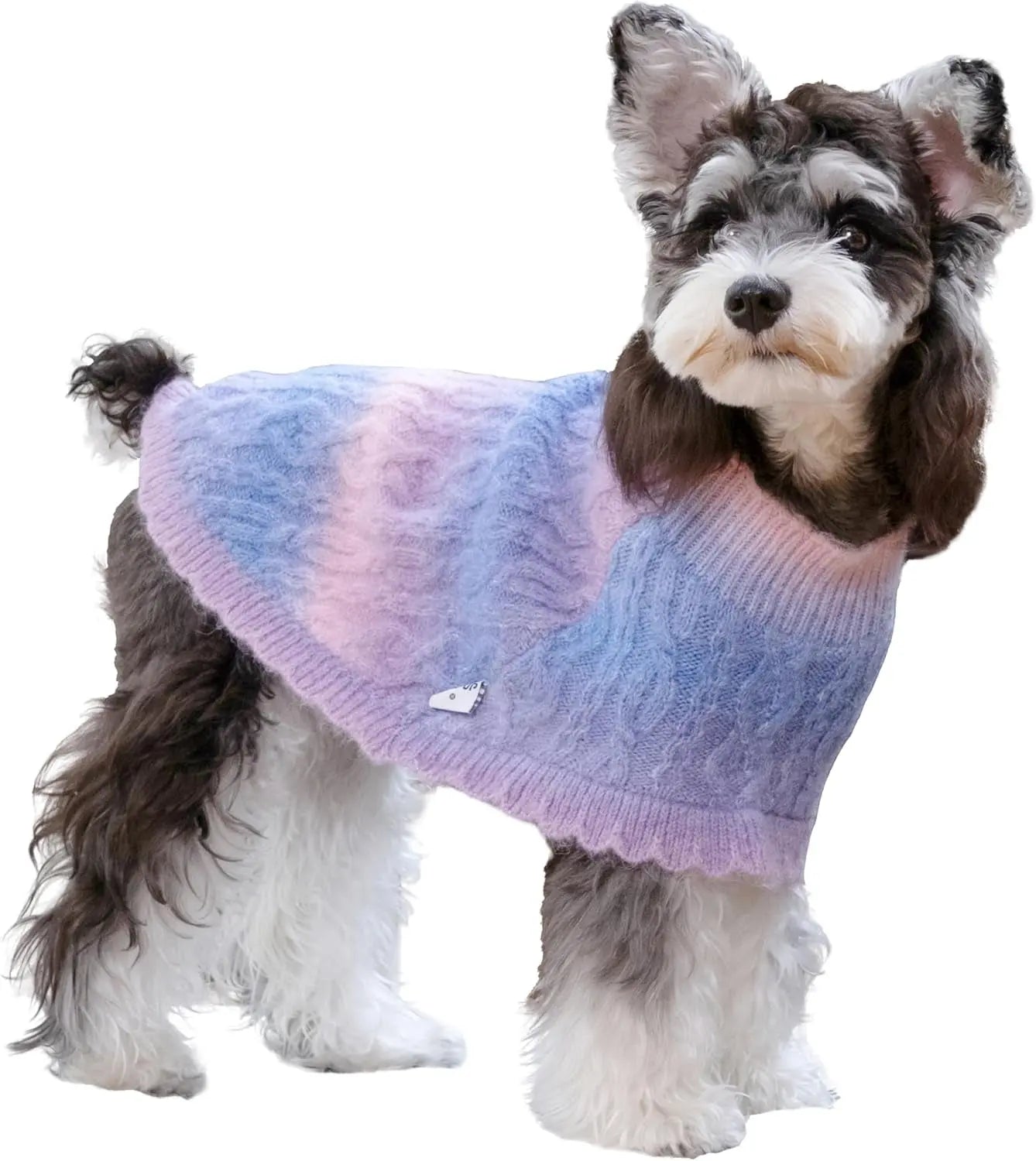 Dog Sweater Cloak Turtleneck Knit Coat XS-XL Small Dogs Winter Warm Rainbow 1