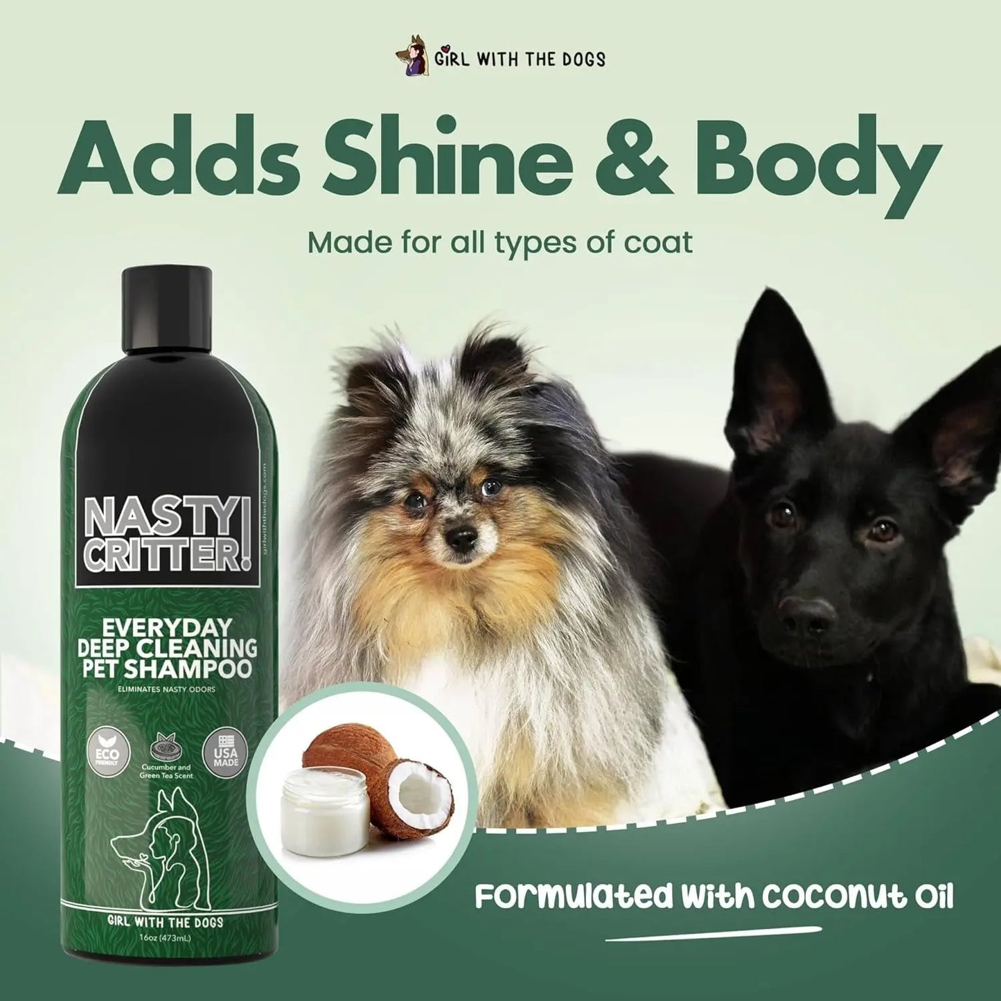 Fluff Off & Nasty Critter Dog Shampoo Set – Deshedding & Deep Clean 16 oz Each