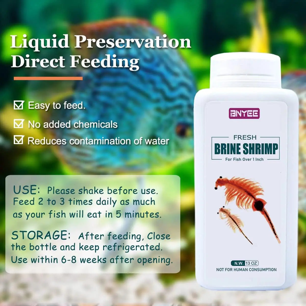 Fresh Brine Shrimp Fish Food Adult 1in+ Tropical Saltwater
