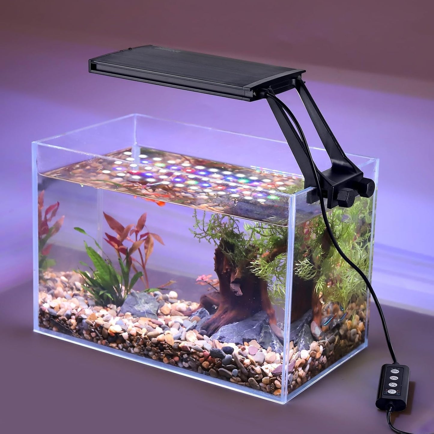 Hygger Clip On Aquarium LED Light 24/7 Timer 7 Colors 7-20in Tank 12W/ 14W 12W For 7~10In Tank