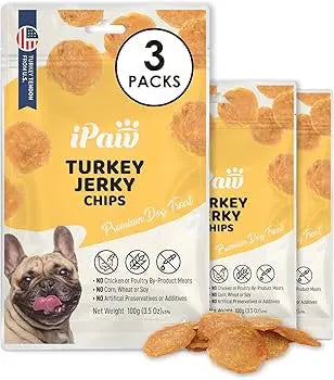 Ipaw Chicken& Turkey Tots Dog Treats for Puppy Training, All Natural Human Grade Dog Treat, Hypoallergenic, Easy to Digest Turkey Chips 3.5 Ounce (Pack Of 3)