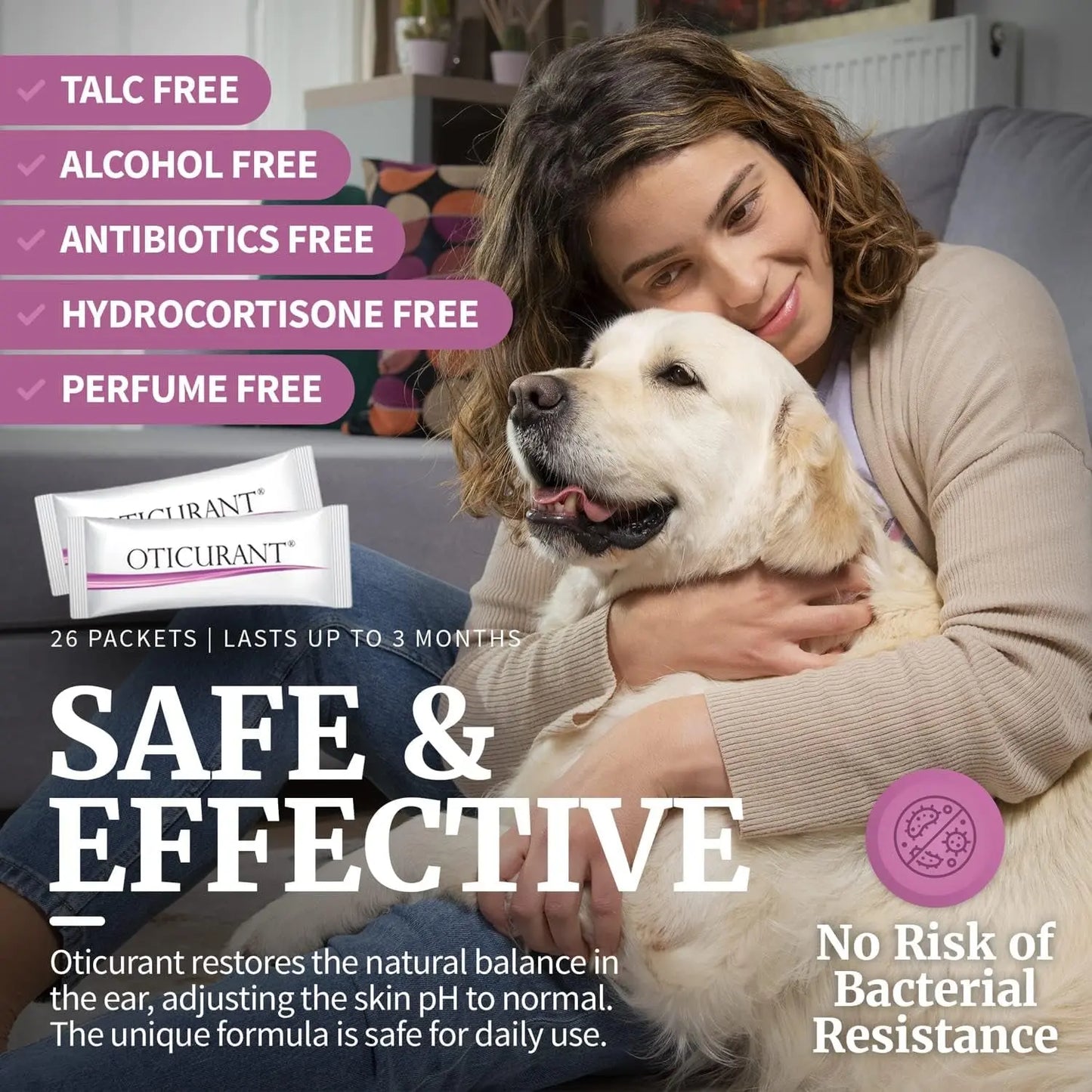 Oticurant Pet Ear Powder for Dogs – Natural Relief for Itching, Odor & Wax