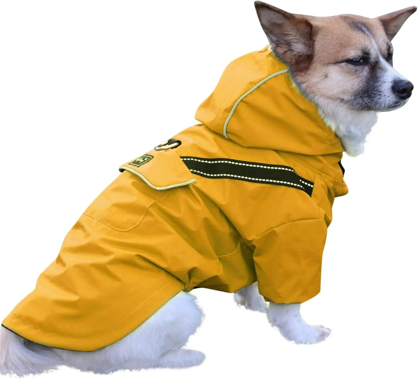 Outdoor Waterproof Dog Raincoat w/ Hood Reflective Sizes XS–XL in 4 Colors Yellow Large