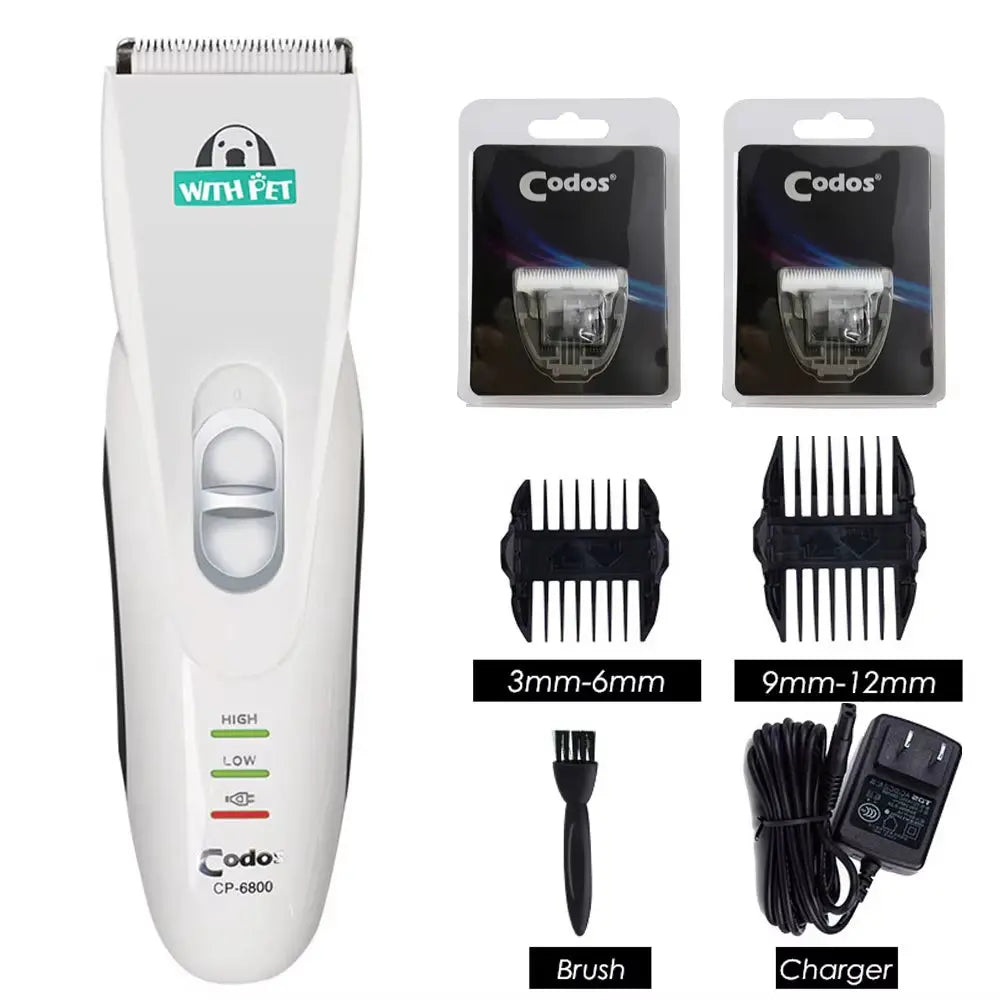 Pet Hair Clipper Trimmer – Professional, Rechargeable, Low Noise Grooming Tool for Dogs & Cats No Box Add 2Pc Blade