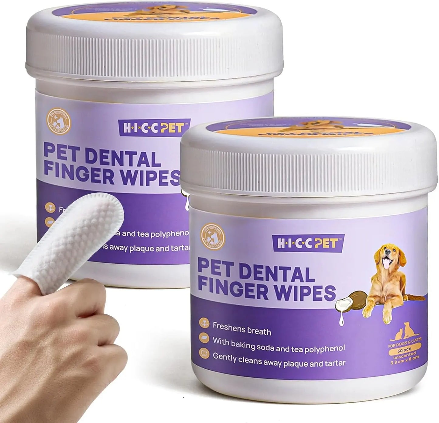 Pet Teeth Cleaning Wipes for Dogs & Cats Plaque Tartar Breath Freshener