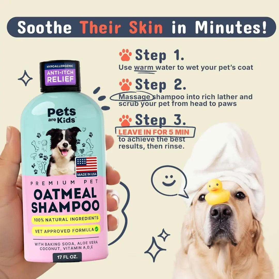 Pets Are Kids Too Oatmeal Dog Shampoo, Hypoallergenic Anti-Itch, Coconut Cleanser, 17 oz