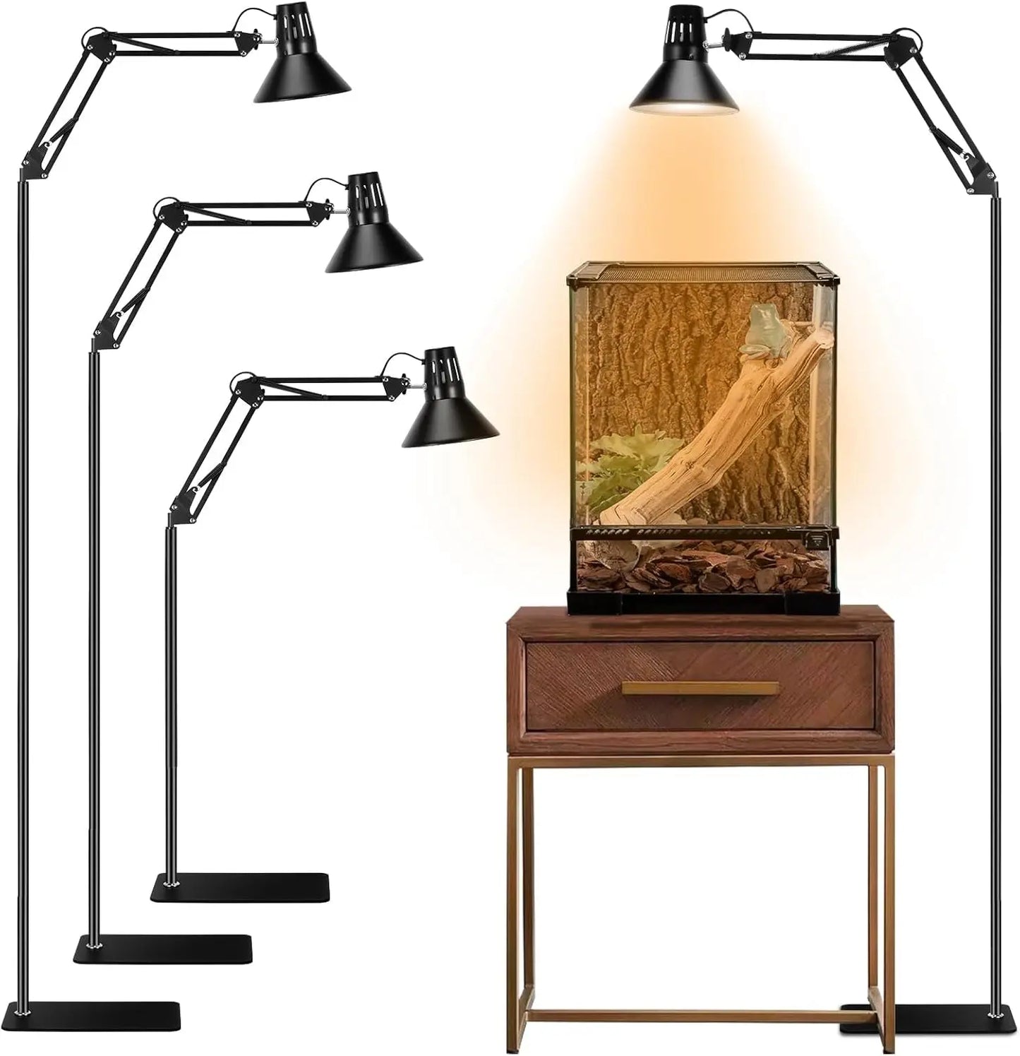 Reptile Lamp Stand w/ Adjustable Height & Swing Arm – Heat Lamp Holder Lamp Stand With Lampshade