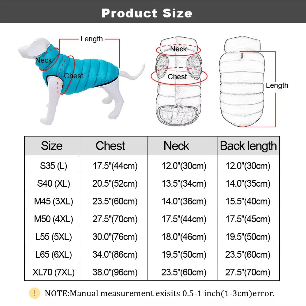 Reversible Waterproof Winter Dog Vest–3-Layer Warm Jacket for Small & Large Dogs