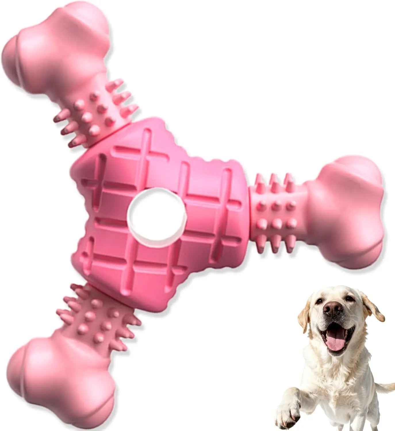 Rubber Dog Bone Chew Toy for Puppies – Small & Medium Aggressive Chewers Pink