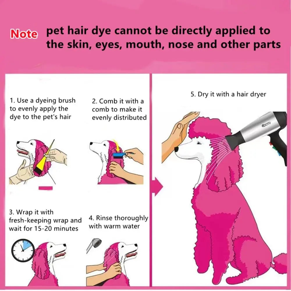 Semi-Permanent Dog Hair Dye 3-Pack – Long-Lasting, Safe, Mixable Pet Colors