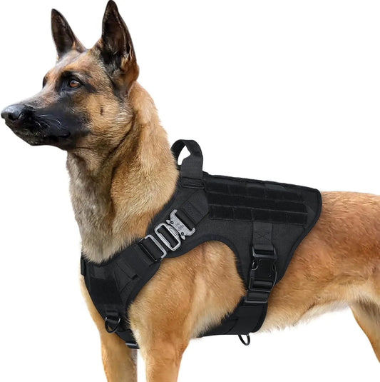 Tactical Dog Harness No Pull Heavy Duty Military Vest Large Adjustable Black Large