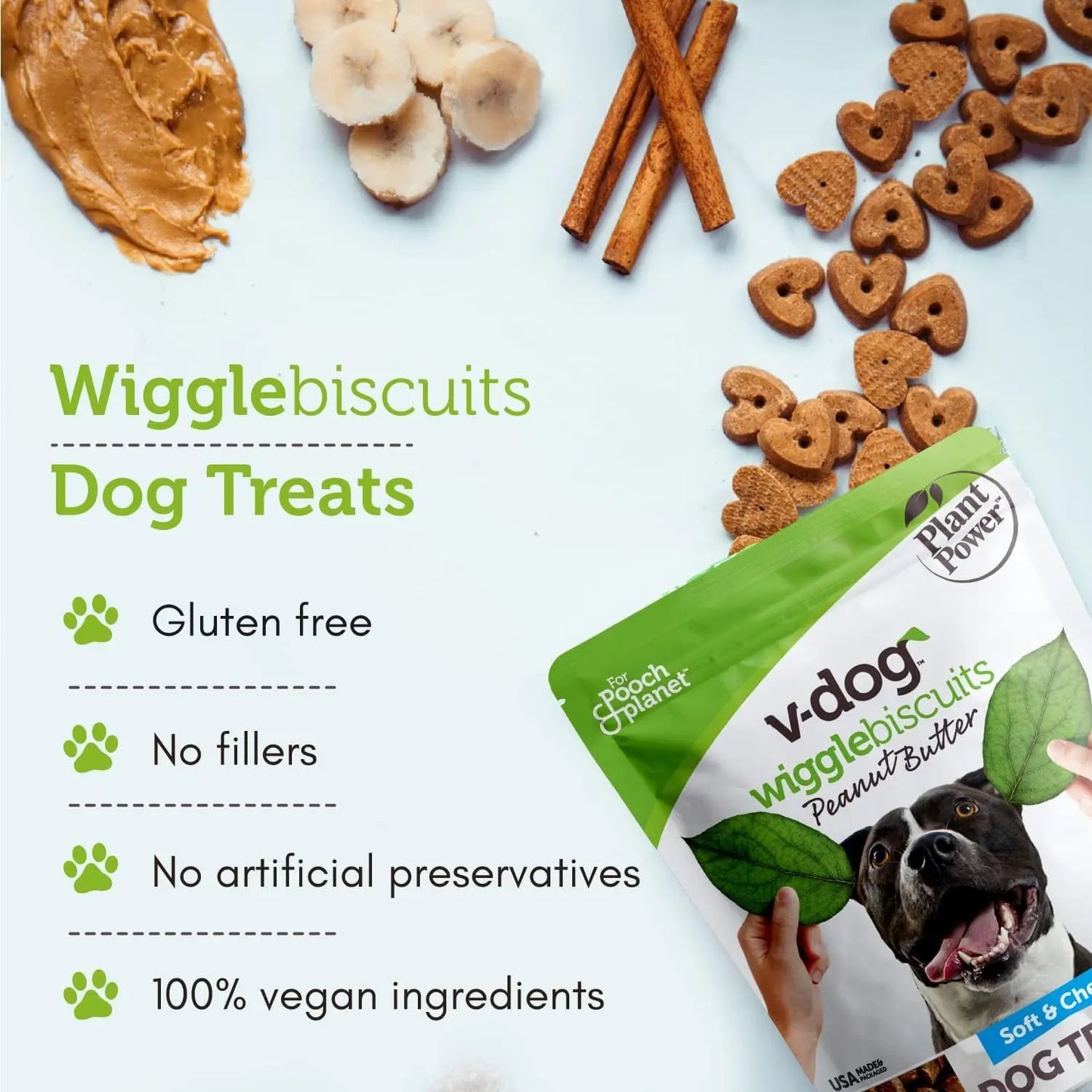 Vegan Dog Treats- Wiggle Biscuits Soft Chewy Training Treats Peanut Butter