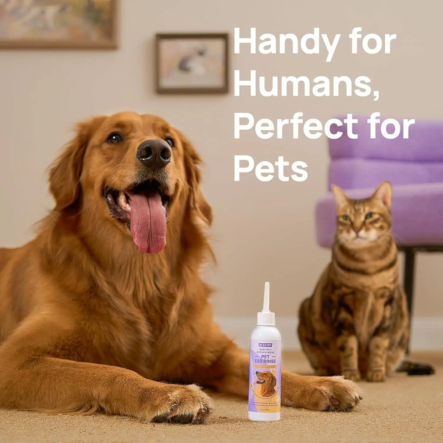 Vet-Recommended Dog & Cat Ear Cleaner – to Relieve Itchy, Inflamed Ears, Remove Wax & Debris