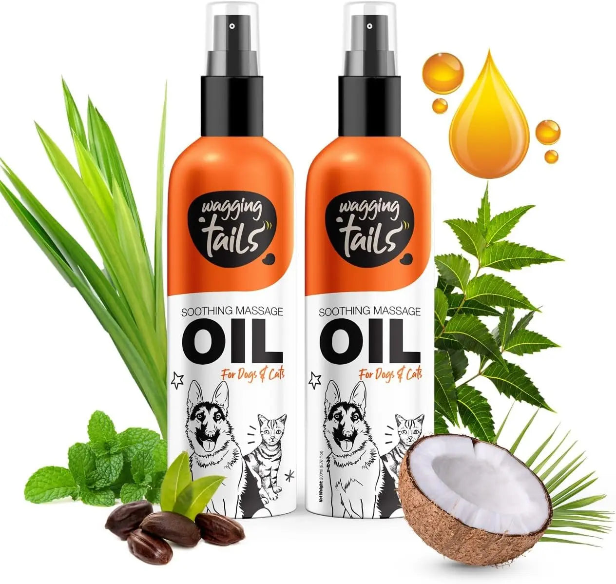 Wagging Tails 6-in-1 Soothing Oil for Dogs & Cats – Coconut Skin & Coat Care 6.76oz 6.76 Fl Oz (Pack Of 2)