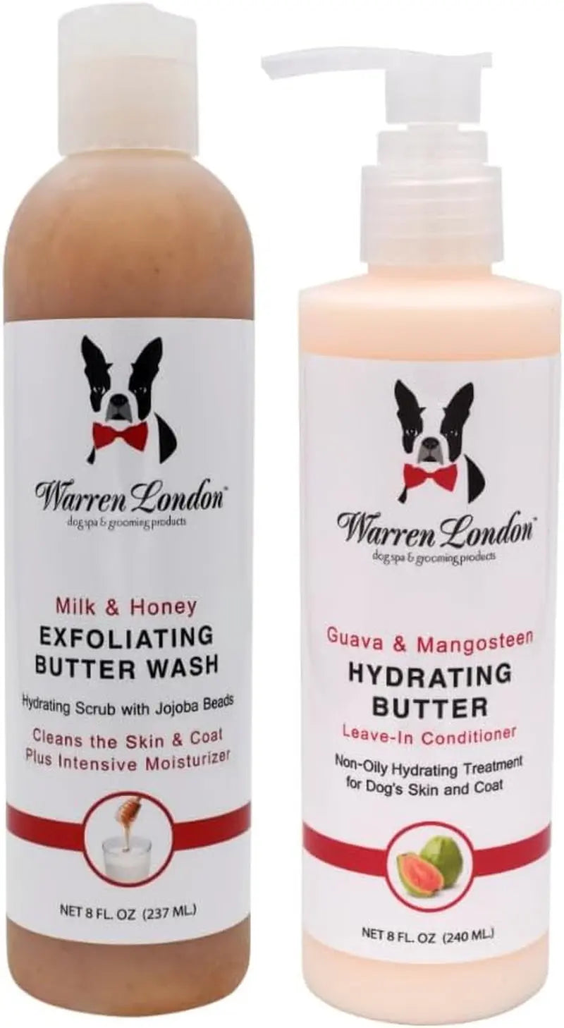 Warren London Butter Combo 8oz – Dog Shampoo & Leave-In Conditioner, Pom & Fig Milk Honey Guava Mango