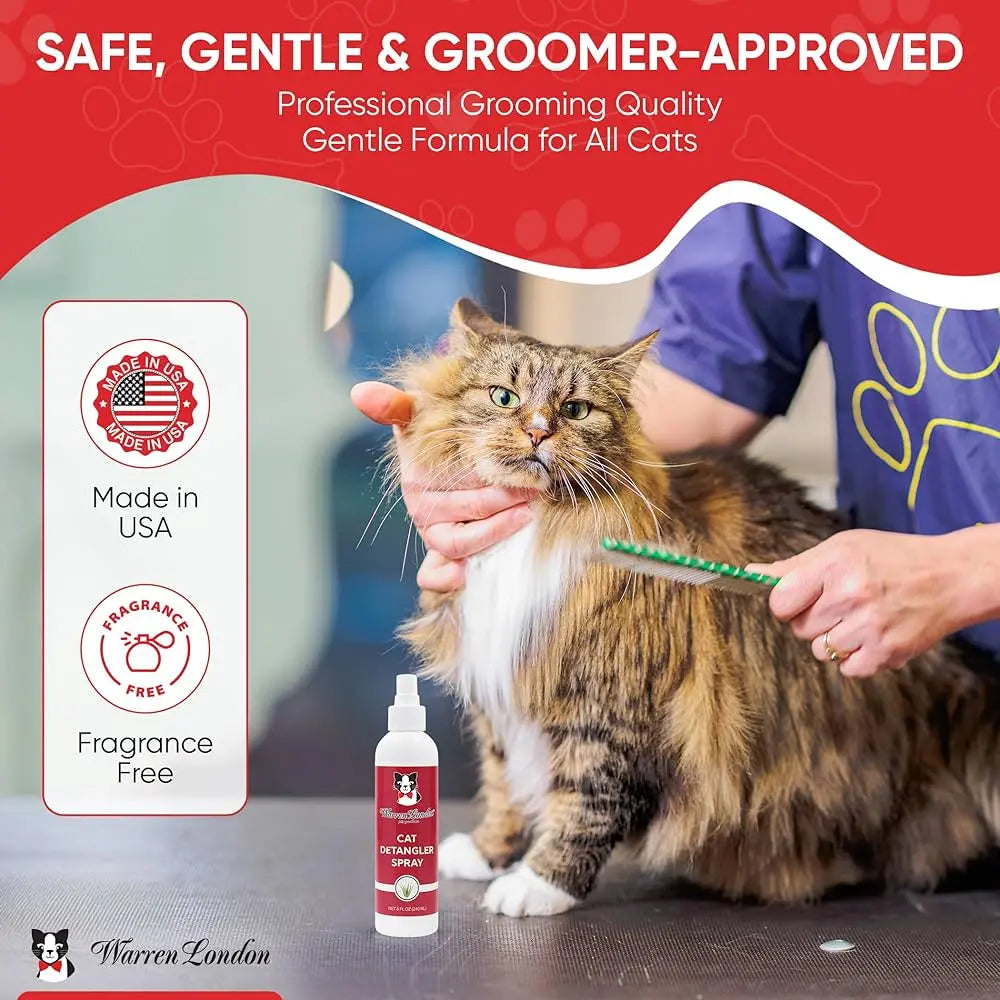 Warren London Fragrance-Free Cat Detangler Spray – Leave-In Conditioner 8oz