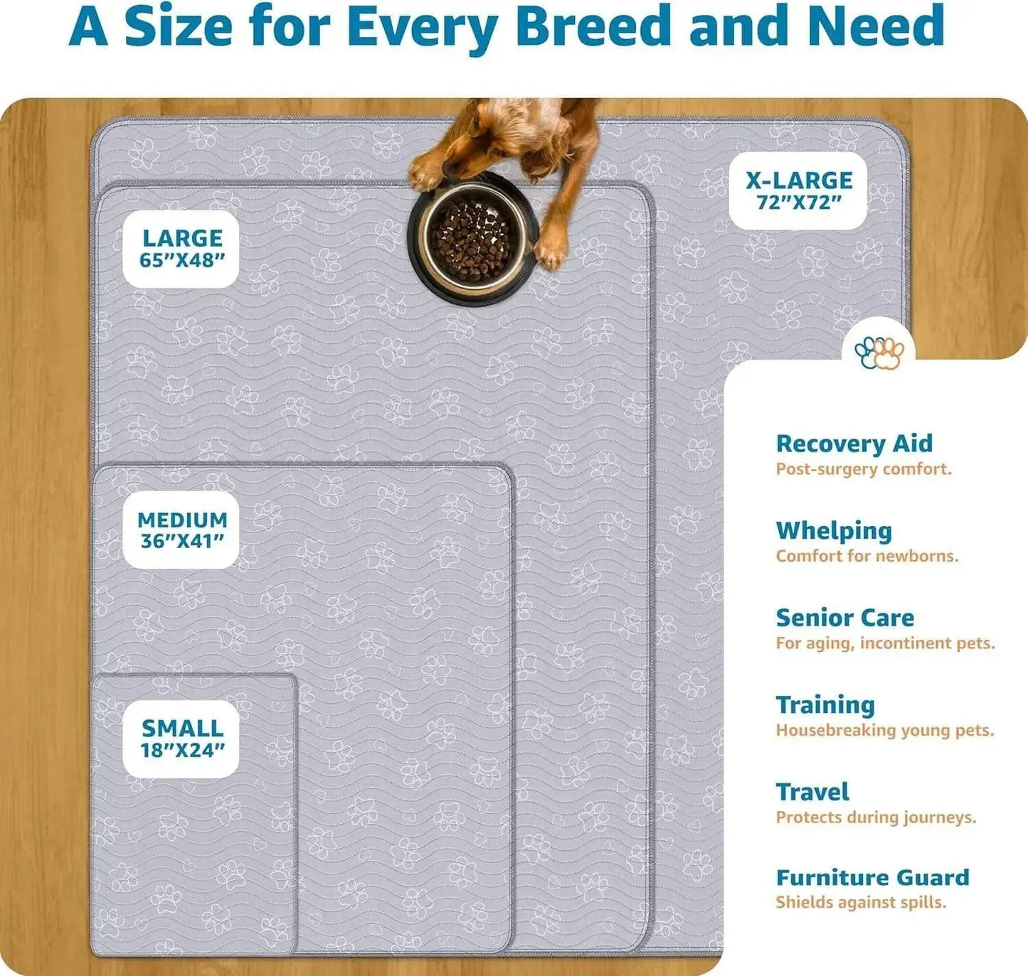 Washable Dog Pee Pads Reusable Puppy Training Pads Quick-Dry Waterproof