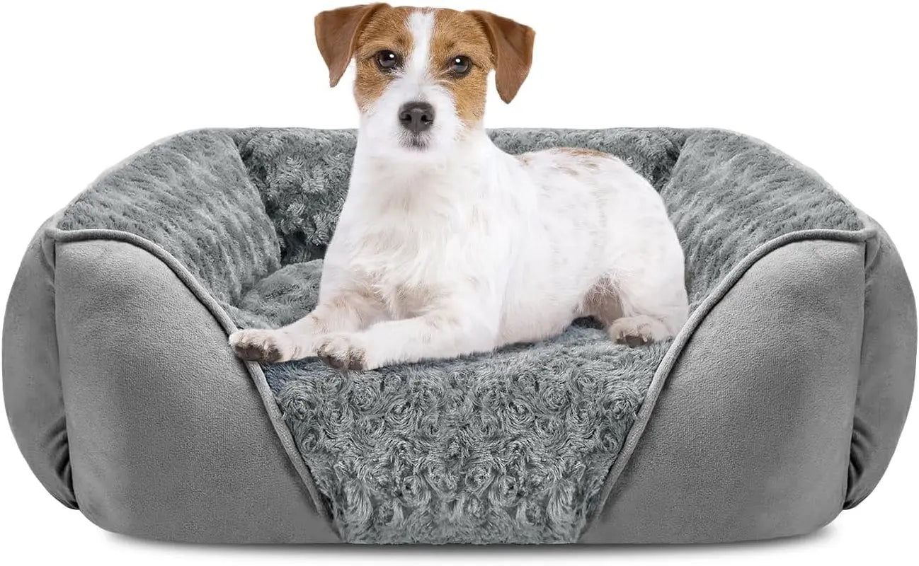 Washable Orthopedic Dog Bed – Soft Calming Pet Sofa for Small to Large Dogs Light Grey M(25"X 21"X 8")
