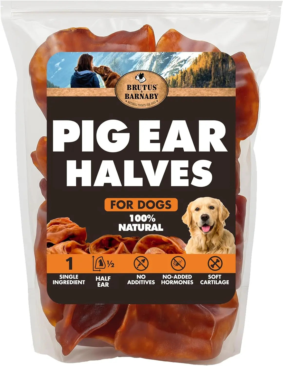 Whole Pig Ears for Dogs Natural Single Ingredient Digestible Rawhide Alternative