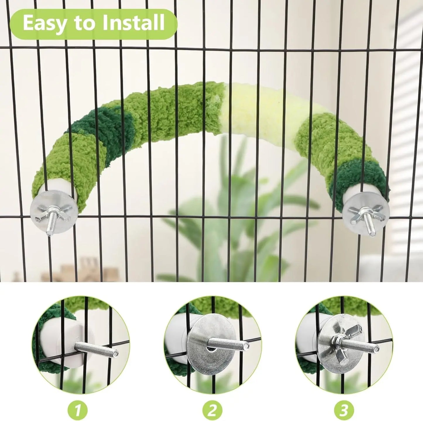 Plush Bird Perch Stand Cozy Parrot Cage Perch 8.7x7.1in