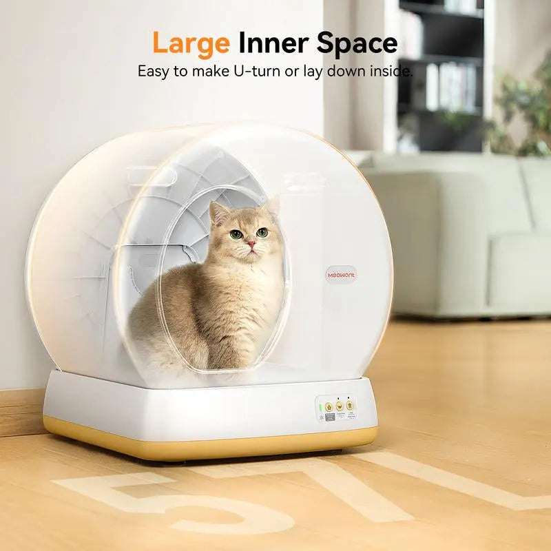 Meowant SC01 Smart Litter Box – Self-Cleaning, Odor-Free, Pee Guard, Auto Safety Stop, App-Controlled, Includes Mat & Liner for Convenient Cat Care