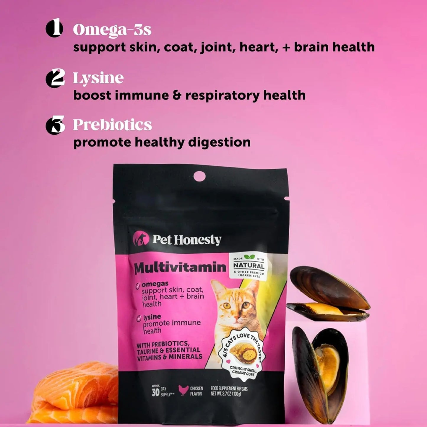 Cat Multivitamin Chews – Immune, Joint, Skin & Digestion Support (90ct)