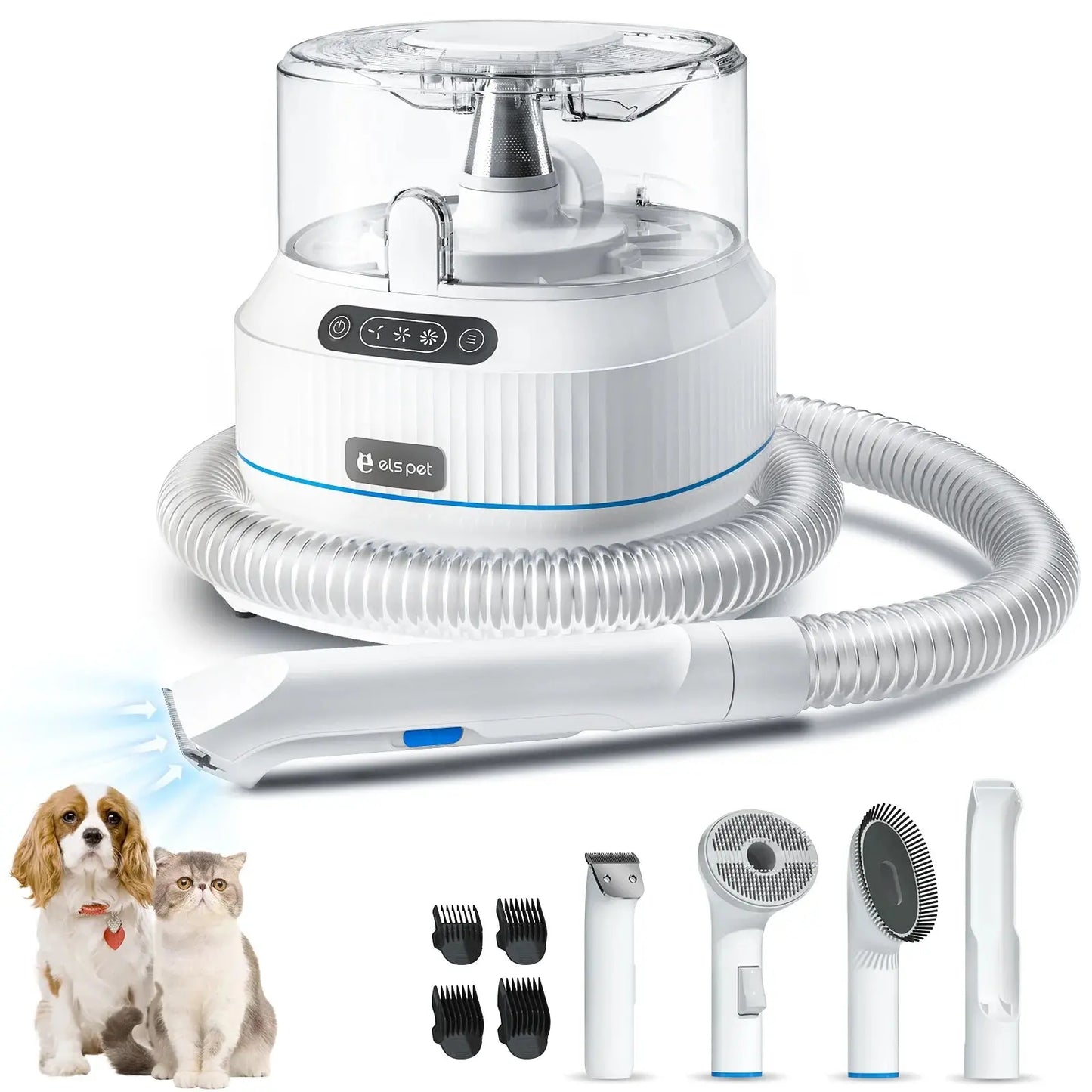 Dog Grooming Vacuum Kit 5-in-1 Clippers & Brush w/ 1.4L Dust Cup for Pets Default Title