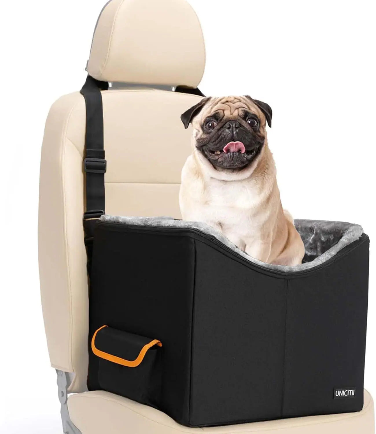 Dog Car Seat for Small Dogs, Elevated Dog Booster Seat Pet Travel Carrier Bed for Car with Adjustable Straps Pet Car Booster Seat for Small Dogs Cats Black S-20Lbs