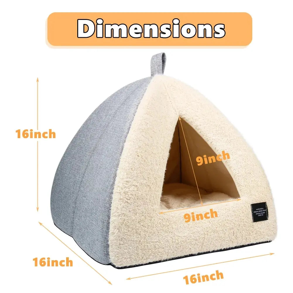 Cat Bed 2-in-1 Cozy Bed Cave with Removable Cushion – for Cats & Small Dogs (M)