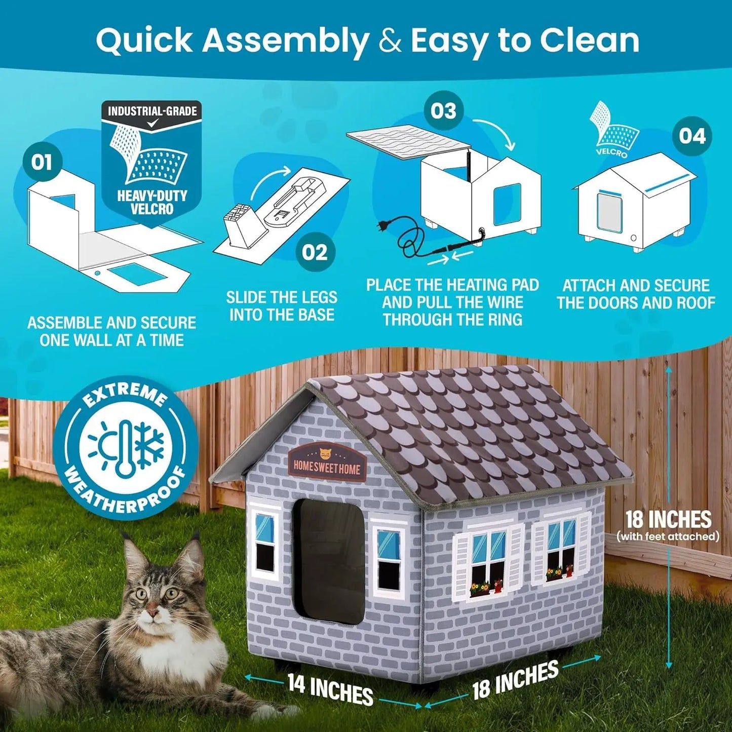 Weatherproof Heated Cat House - Outdoor Shelter for Winter & Cold Weather