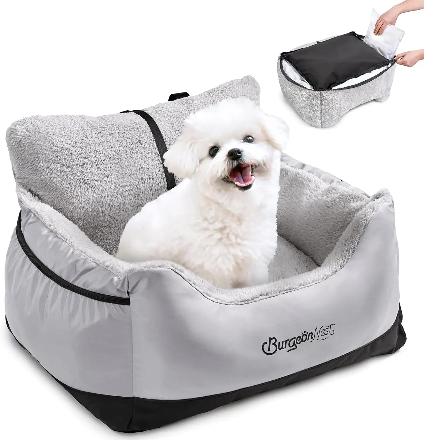 Upgrade their ride! Ultimate Comfort & Safety: Washable Pet Car Seat for Small Dogs & Cats (Under 25 lbs) Black Grey Small