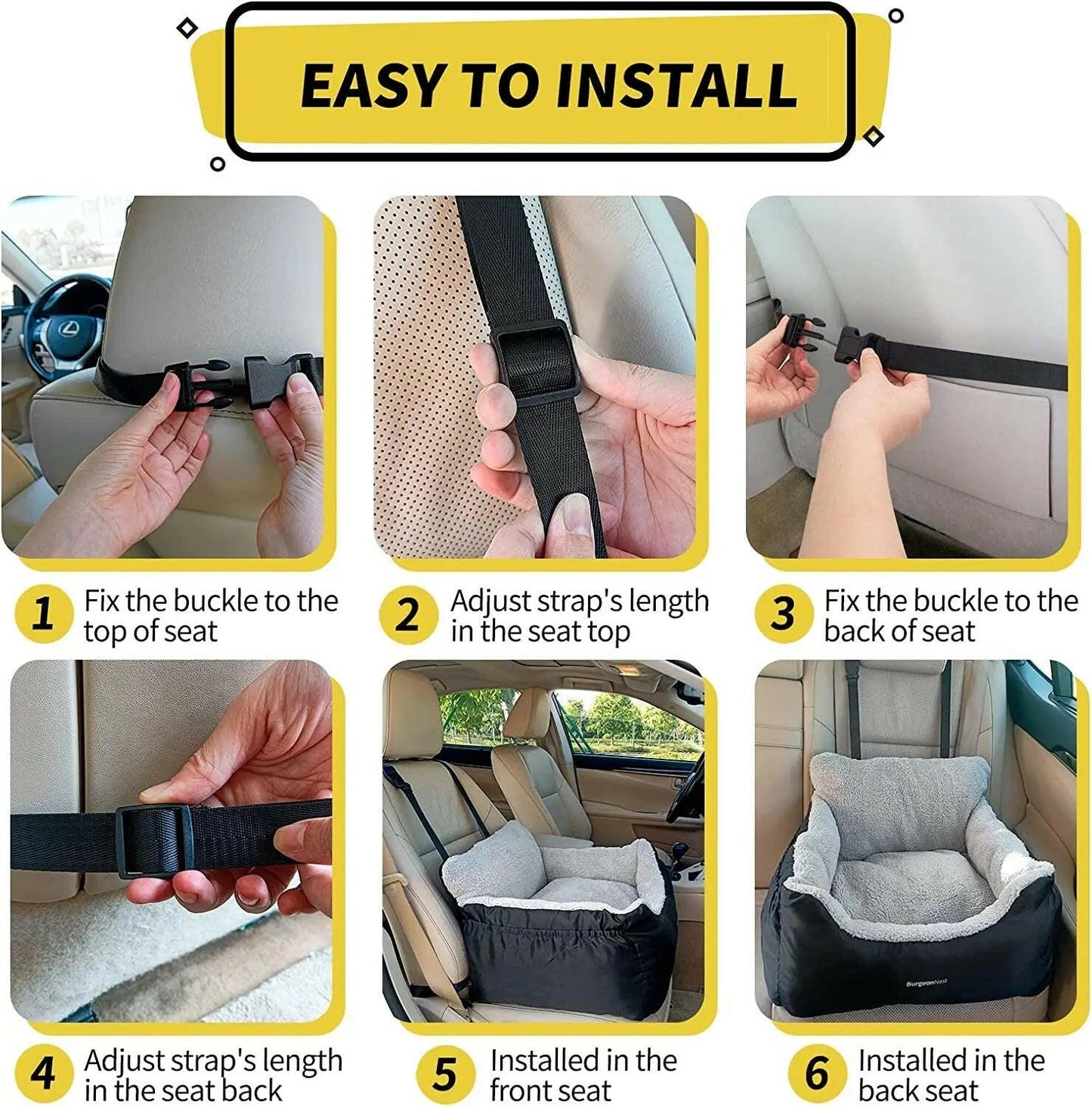 Upgrade their ride! Ultimate Comfort & Safety: Washable Pet Car Seat for Small Dogs & Cats (Under 25 lbs)